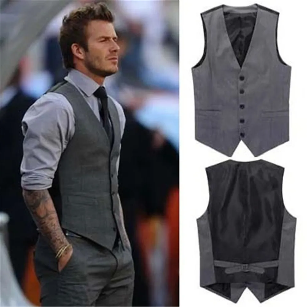 Mäns västar smala passformar mens kostym Vest Casual Suit Vest Man Black Formal Busins ​​Vest Ankomst Vester Male Waistcoat Gilet Homme Vest Male 230217