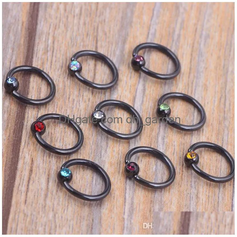 Nose Rings Studs Bcr Gold Blue Rainbow Ball Closure Captive Ring Lip Ear Tragus Septum 8Mm 16G Rose Body Jewelry Drop Deliv Dhgarden Dhtcm