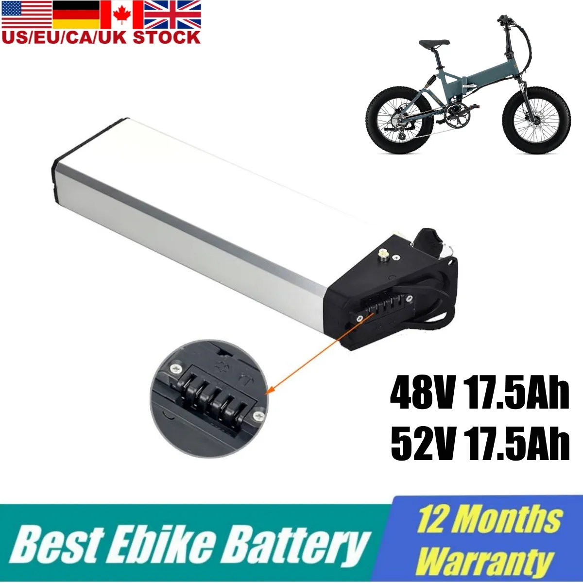 Yamee gros pneu Ebike batterie 48v 17.5Ah pour Mate X vélo électrique batterie au Lithium 750W 52v caché 13ah