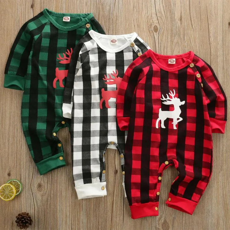 Jumpsuits Christmas Born Baby Boy Girl Xmas Santa Claus Romper Outfit kläder