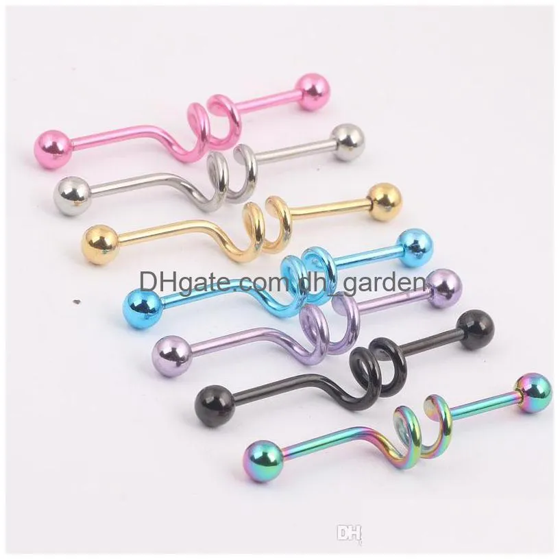 Plugs Tunnels Industrial Scaffold Barbell Earring Double Belly Button Ring Eloxiert 14G 38Mm Long 7 Color Mix Body Jewelry Dhgarden Dhuxo