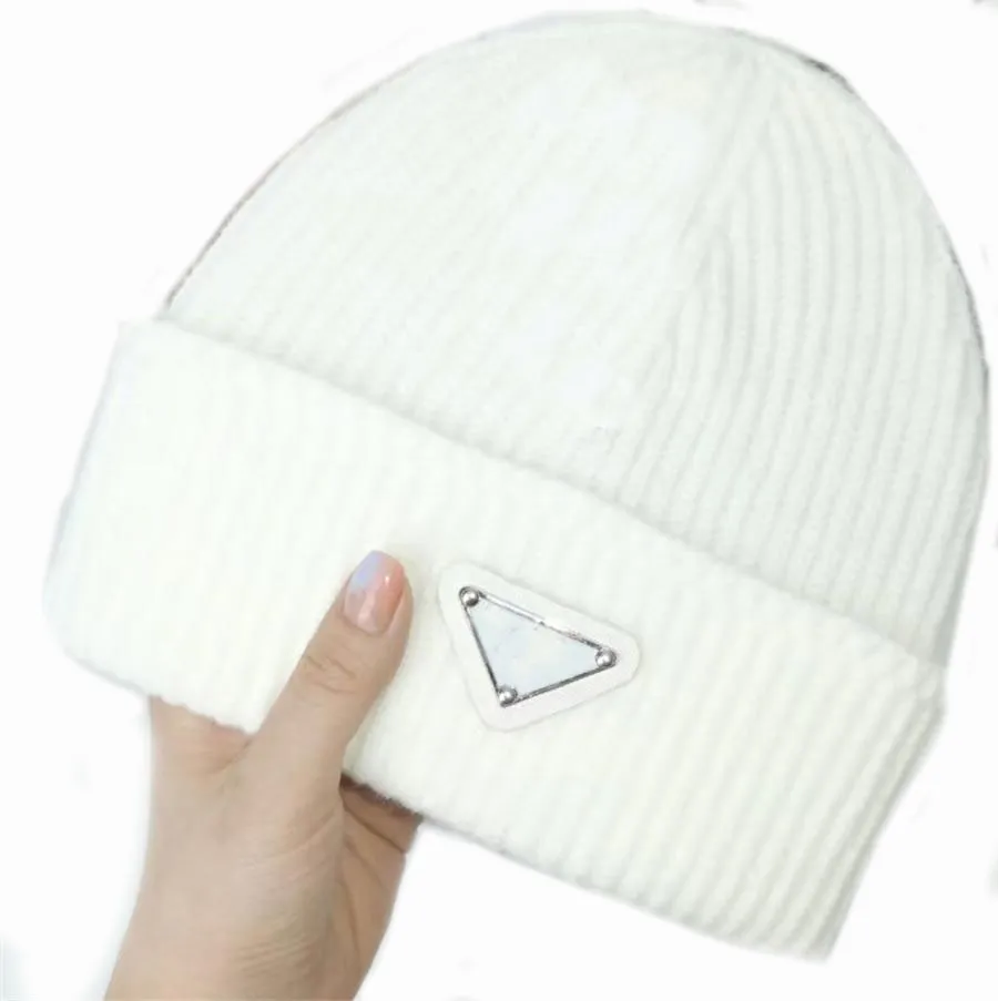 Winter designer caps luxury man hats creative metal triangle with letters  cold wind proof warm delicate beanies modern designer knitted hat for  ladies
