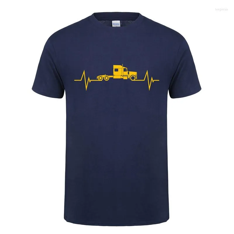 Hommes t-shirts chauffeur de camion hommes été mode à manches courtes coton col rond battement de coeur de T-shirt vêtements hauts OT-897