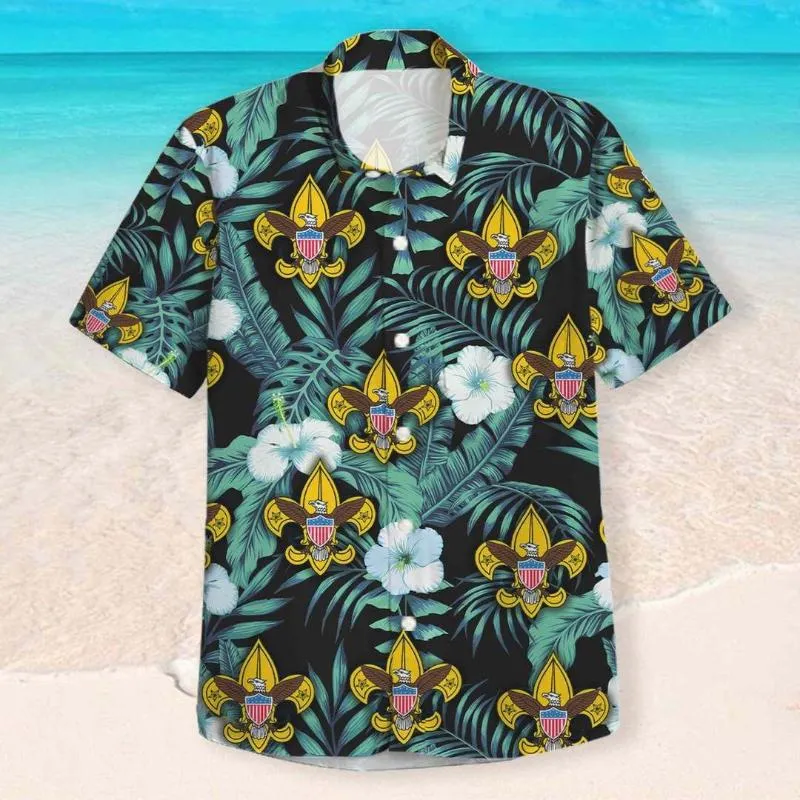 Camisas casuais masculinas Men camisa havaiana Cool do Exército Americano do Exército de Volas de Verão Estilo de praia Us Tamanho dos EUA colarinho cubano Aloha Topsme