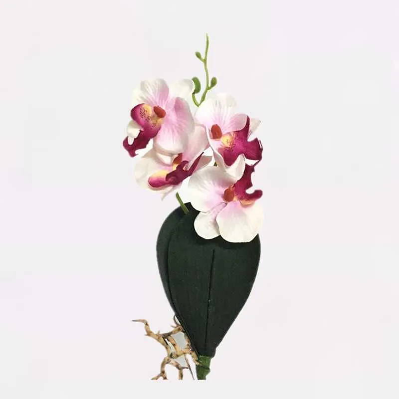 Artificial flowers silk flower fake butterfly orchid with leave Phalaenopsis flores for wedding home decoration (10)