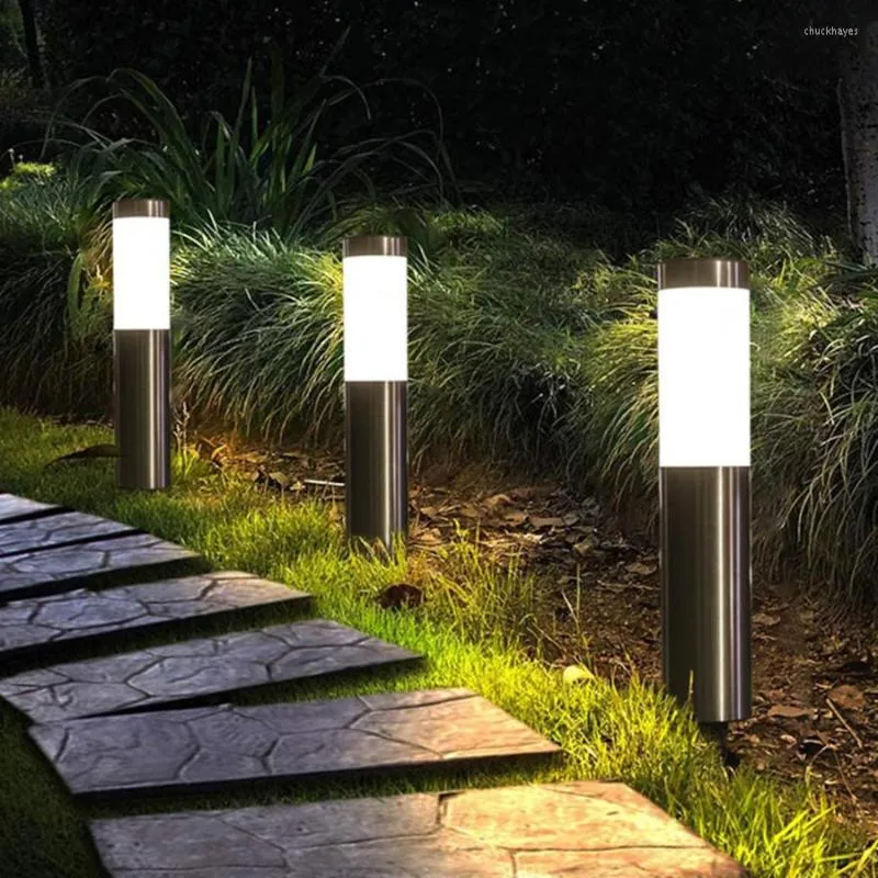Solar Led Pathway Lights Outdoor Waterproof Stainless Steel Landscape Lawn Lamps For Villa Yard Patio Garden Decoration