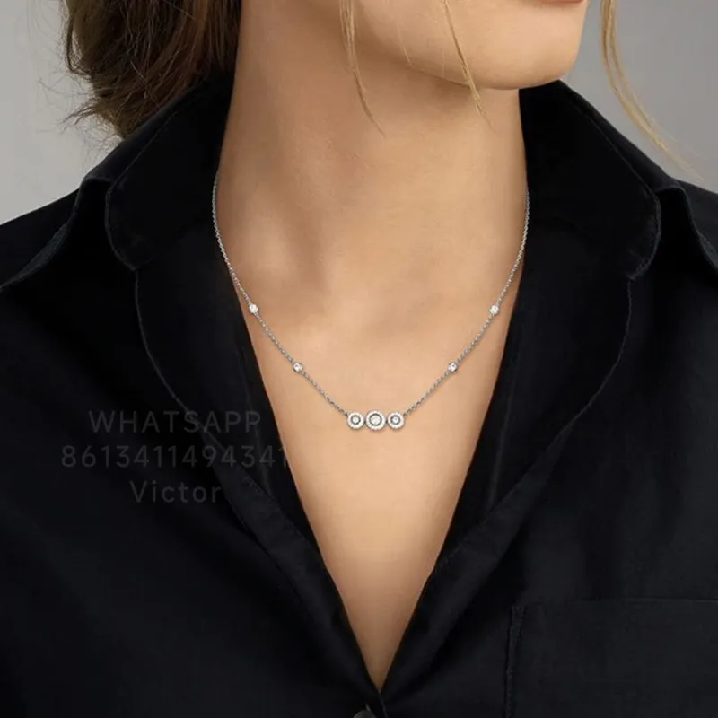 Collana Messiika JOY TRILOGY per donna designer di gioielli con diamanti Riproduzioni ufficiali in argento sterling Placcato in oro 18 carati Regalo mai sbiadito per la fidanzata 009