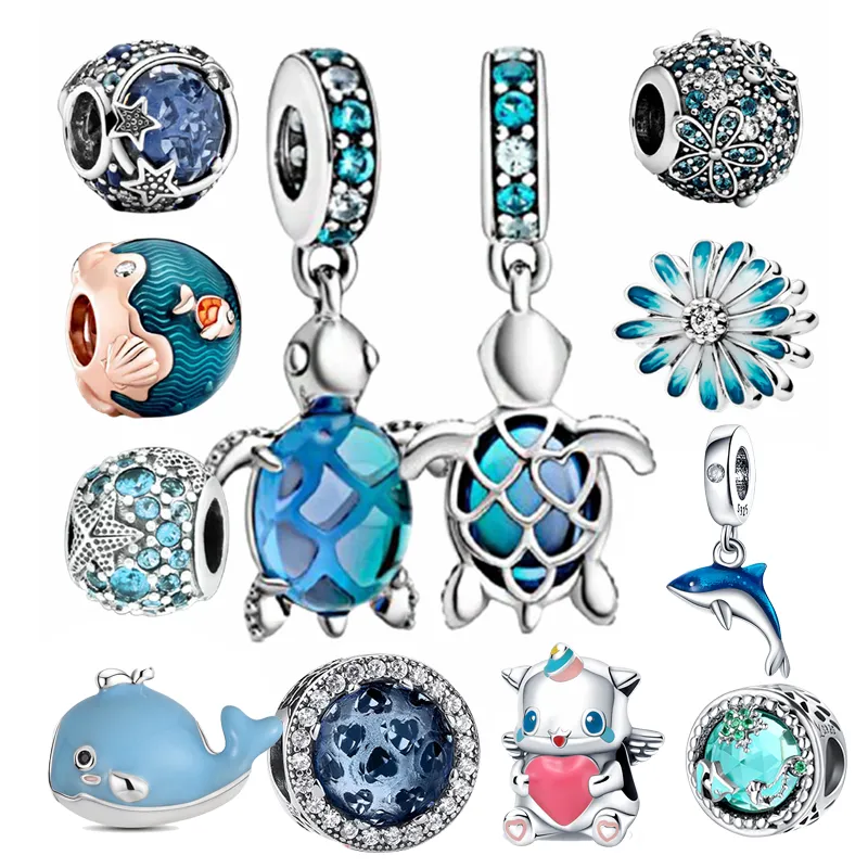 Blue Sea Turtle Acrylic Dangle Earrings – Hawaiian Ocean Animal Novelty Jewelry Gift For Women