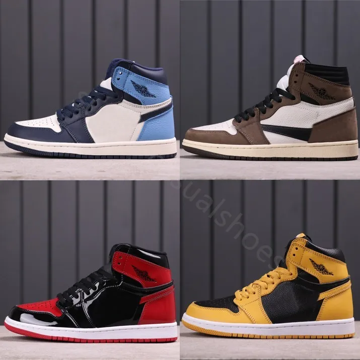 Men Women Jumpmans Casual Shoes 1s High OG 1 Bordeaux Prototype Electro Orange Shadow University Blue Bred Patent mens trainers sneakers With box size 36-47