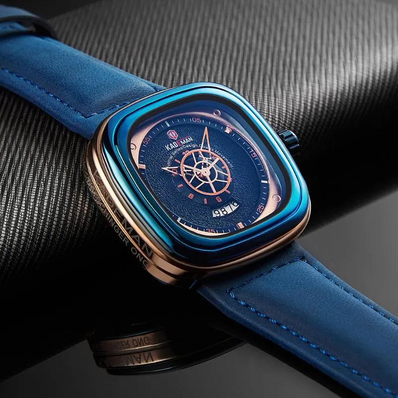 Principais relógios de pulso Top Brand Kademan Men Watches Moda Sport Leather Watch Mens Luxury Data de quartzo à prova d'água Cronografia Relogio Masculinowrist