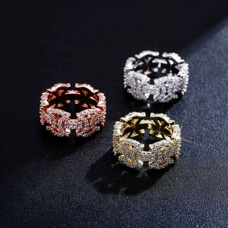 Nouveau papillon anneaux haute qualité Cz anneau cuivre or couleur glacé cubique zircone mode Hip Hop bijoux pour cadeau