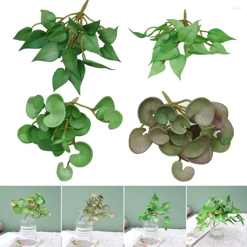 Decorative Flowers Artificial Grass Lifelike Plants Leaves Greenery Foliage Lucky Leafs Home Decoration Po Props Office Ornament DIY Gift