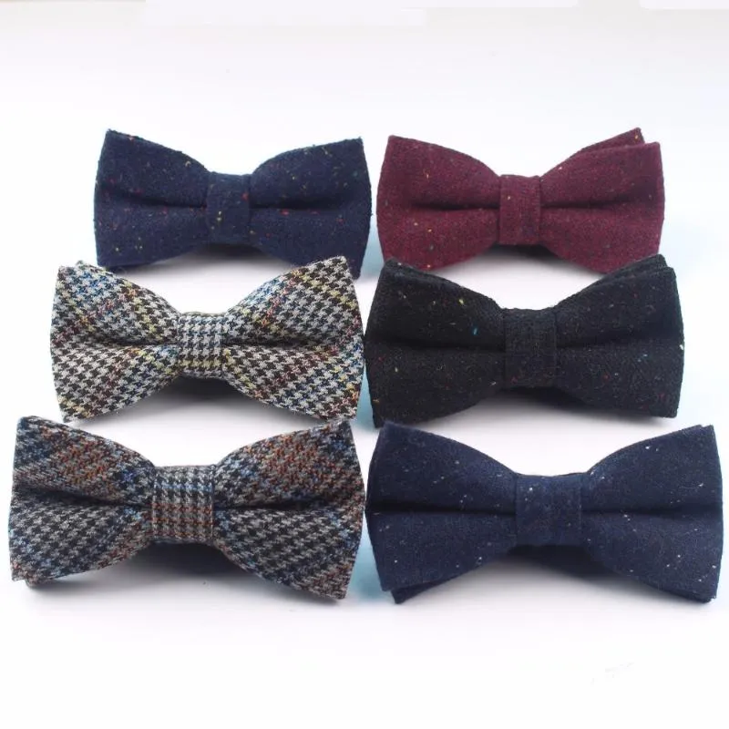 Bow ich krawat męskie wełna wełna formalna odzież Man Wedding Geometryczne kropki Kowarki Bowknot Gravatas ciemny kolor Bowtie Butterfly