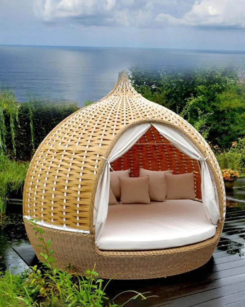 Kampmeubilair Custom Outdoor Rattan Sofa Bed Bird Cage Chair Terrace Courtyard Balkon Landing Pool Beach Nest