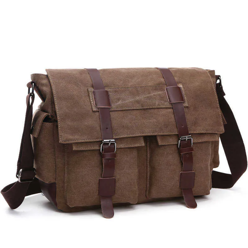 Shoulder Bags Men Business Messenger Bags for Men Shoulder Bag Vintage Canvas Crossbody Pack Retro Casual Office Travel Bag 230210