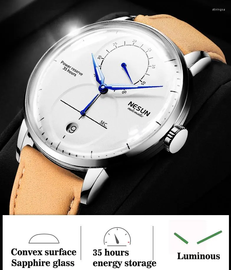 Horloges NESUN Merk Horloge heren Business Automatische Mechanische Mode Eenvoudige Waterdichte Saffier Casual Horloges Relogio M2552