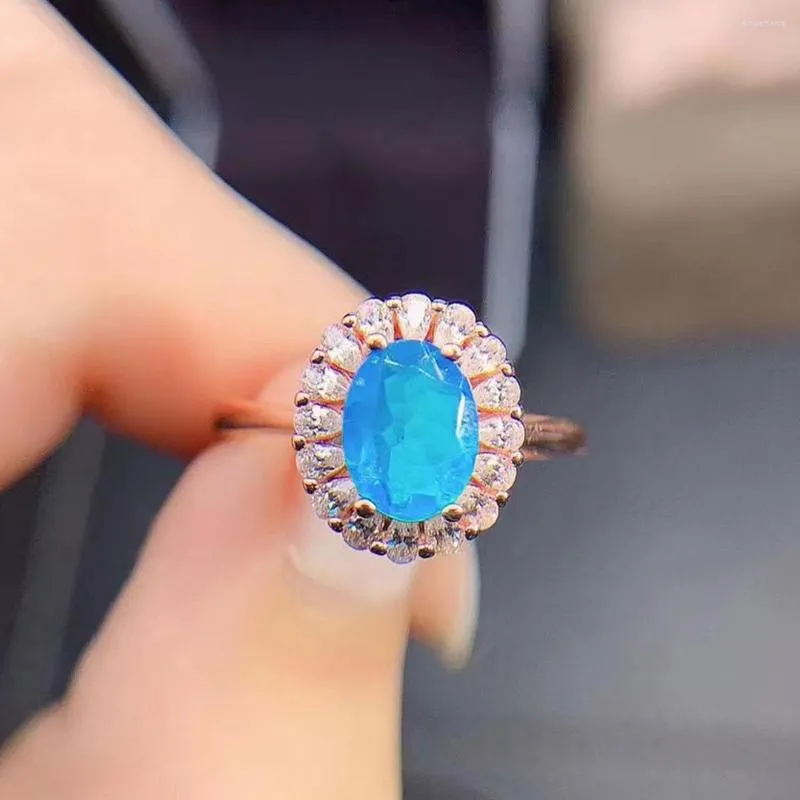 Кластерные кольца Эфиопский синий огненный опал овальный камень стерлинговый серебряный кольцо Женщины Подарок помолвка