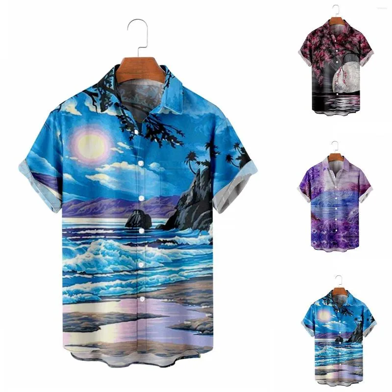 Men's T Shirts Mens Bodysuit Romper OEM Quick Dry Hawaiian Shirt Sublimation Printed Floral Fancy Comfortable Vacation Collar Button