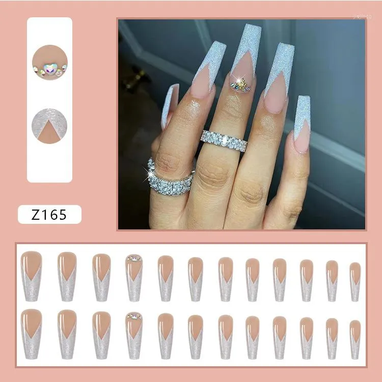 False unhas 24pcs/conjunto de unhas falsas Patch de unhas longa/curta Parágrafo Pedaça roxa