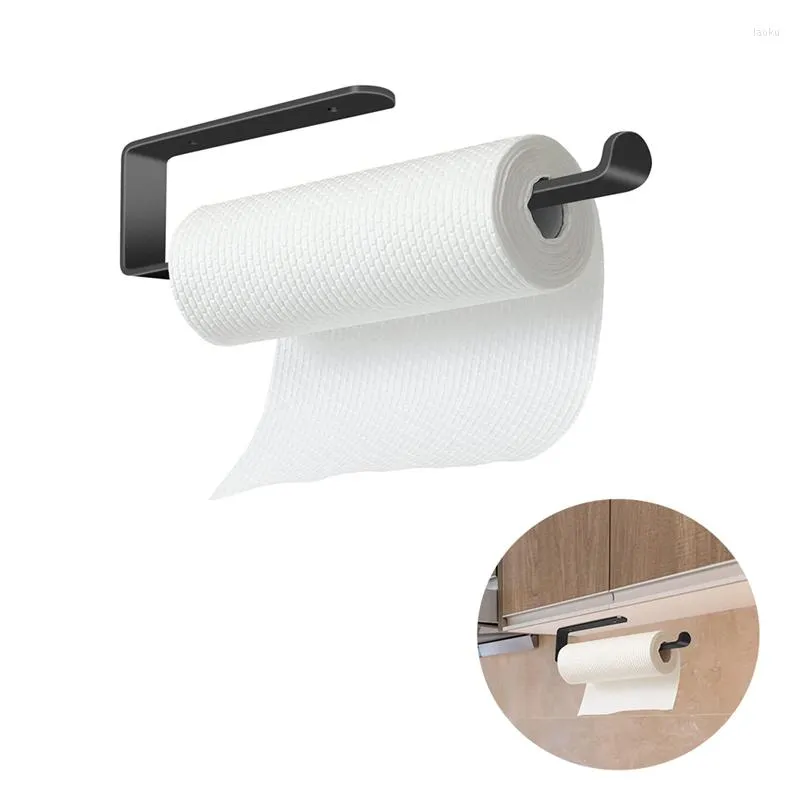 Kitchen Storage Black Space Aluminum Paper Towel Rack Perforated Bathroom Toilet Set Roll Holder Adapt To For