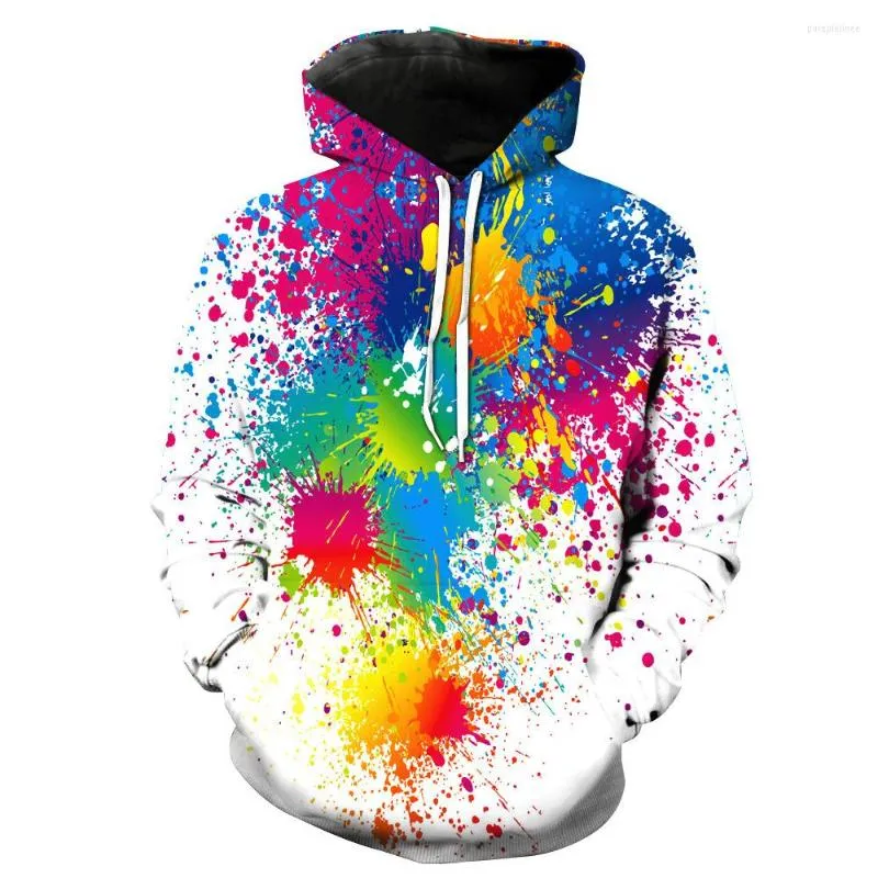 Men's Hoodies CNUUIKOOEK Sweatshirts 3D Pigment Explosion Printed Hooded Pocket Pullover Hoody Fashion