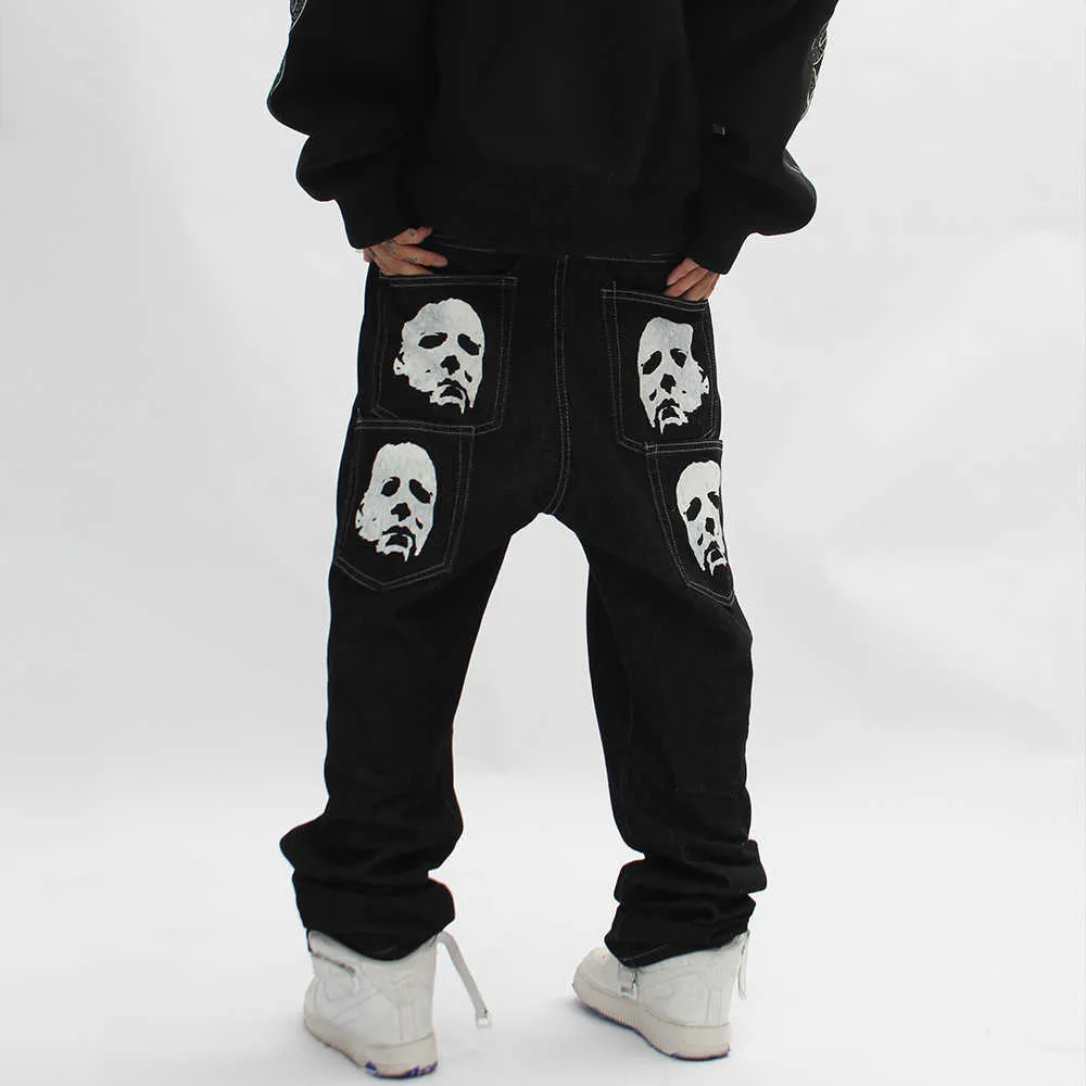 Mens Jeans Michael Myers Baggy Man Trendyol Men Skeleton Pants Y2k Print Hip Hop Oversize