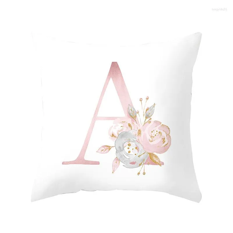 Pillow Case High Quality Simple Style 26 English Alphabet Pillowcase Solid Color Printing Peach Skin Cushion Cover Sofa