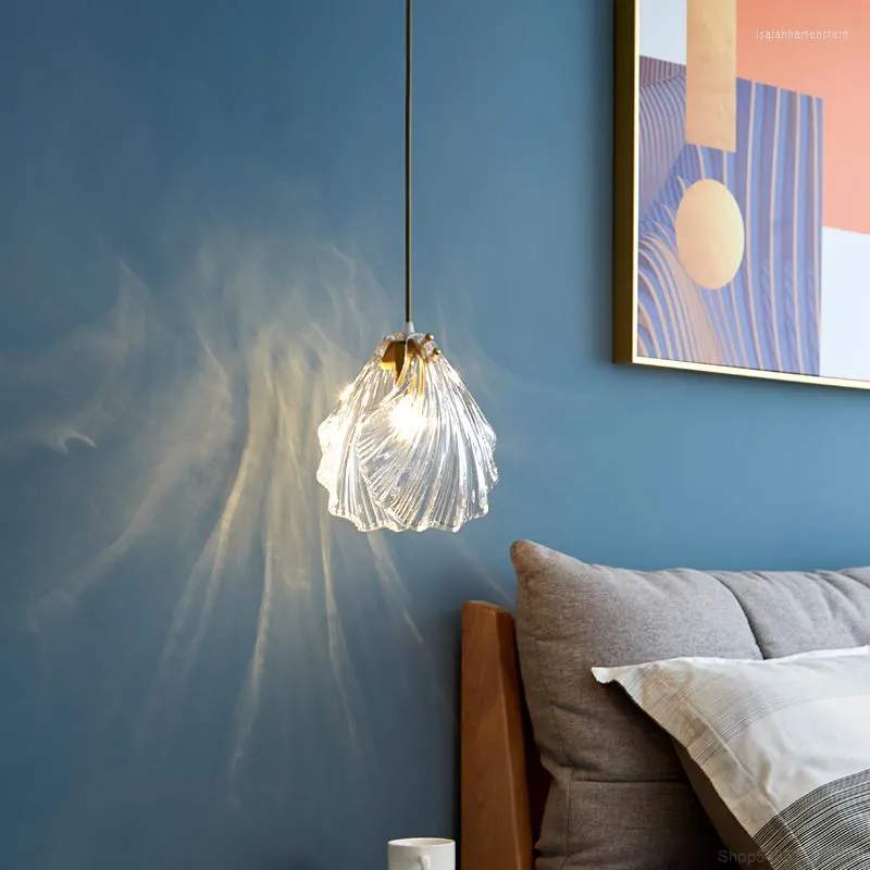 مصابيح قلادة حديثة LED قذيفة زجاجية مصابيح الطعام شنقا مصباح غرفة المعيش