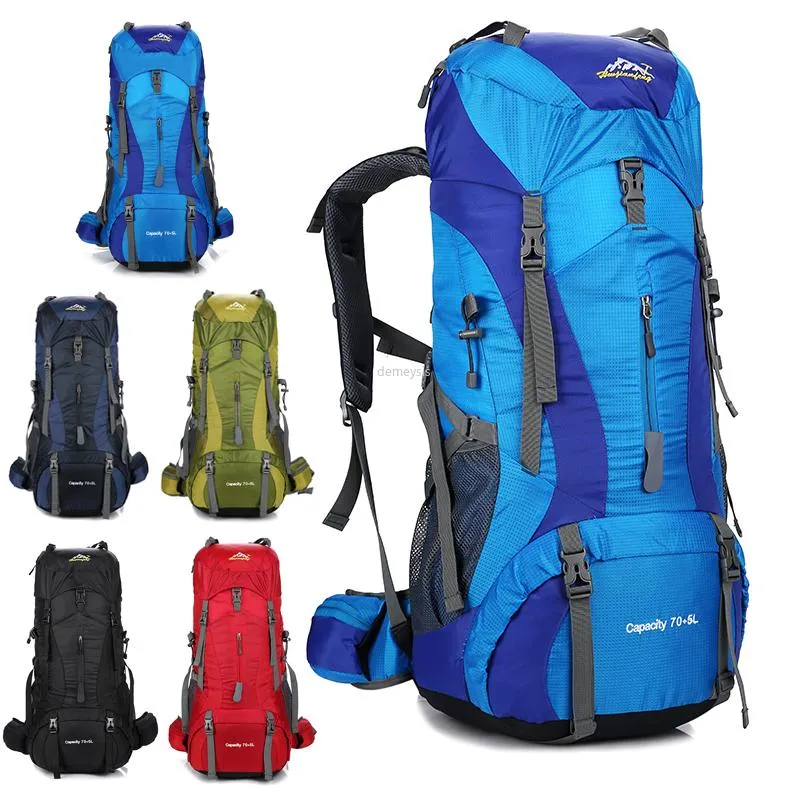 屋外バッグ70 5L大容量雨が降る登山バッグ防水キャンプクライミングバックパックトレッキングハイキングバックパック