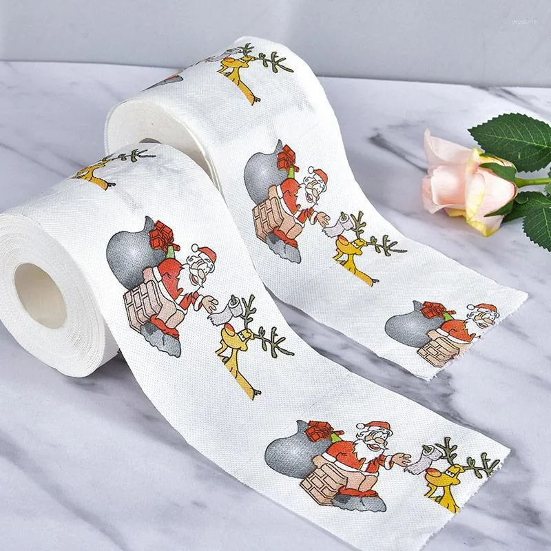 Dekoracje świąteczne toalety papier do santa Claus Wanna Zapasy w kąpieli świątecznej tkanki dekoracyjnej 2023 rok