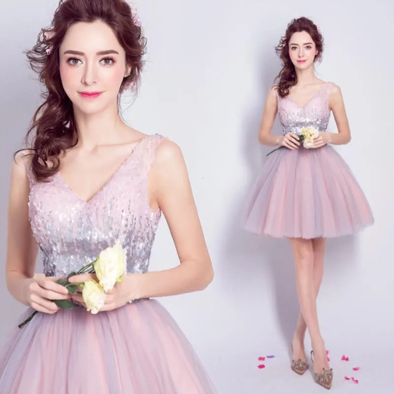Festklänningar ankomst vestido blinkande rosa kort kväll abendkleider 2023 formell klänning elegant abiye gece elbisesi någonsin vacker