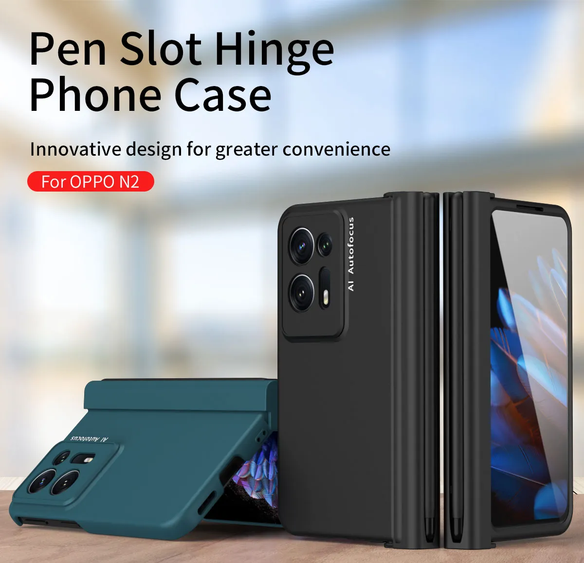 Hard Pen Slot Cases For Oppo Find N2 Case Glass Film Screen Protector Hinge 360 Protection Cover