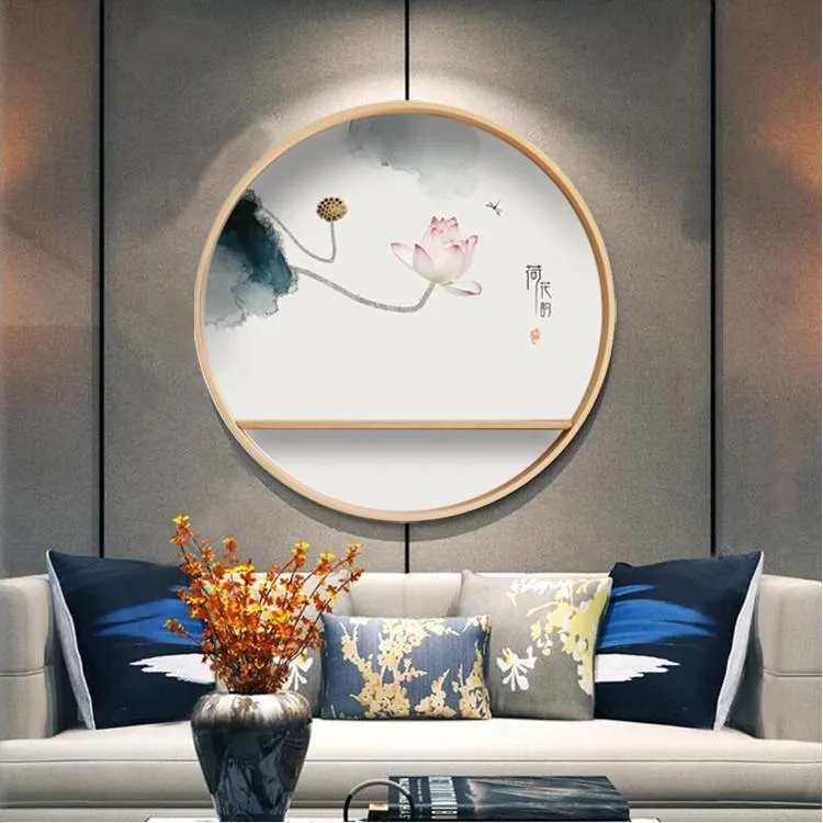 Figurines décoratives Objets en bois massif circulaire zen ororment photo salon porche ménage accroche un restaurant à thé mur de maison hangin