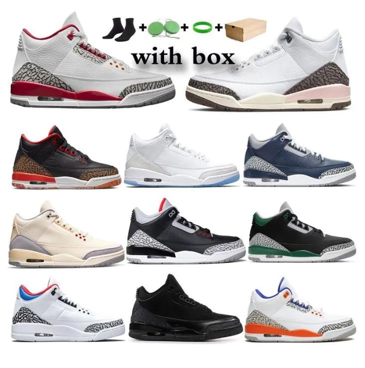 jumpman 3 męskie buty do koszykówki 3s Cardinal Red Pine Green Racer Blue Cool Grey Hall of Fame Court Purple Laser Orange męskie buty sportowe Outdoor Sports Sneakers 36-47