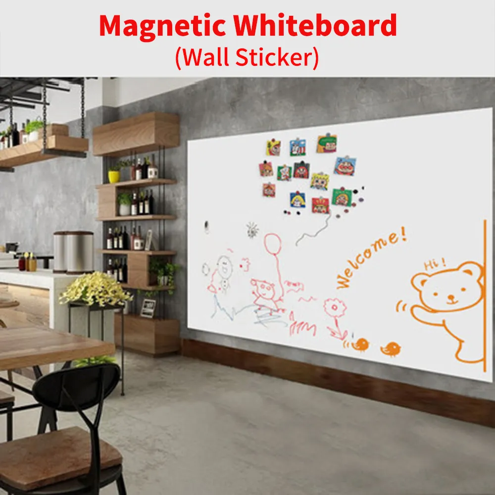Magnetic Whiteboard Contact Paper - Self Adhesive Dry Erase Wall Sticker With Marker