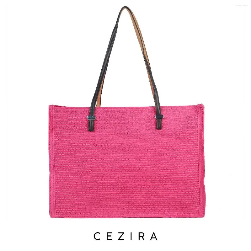 Evening Bags CEZIRA Large Capacity Straw Handbags Women Casual Daily Shopper Handmade Woven Tote Shoulder Purse Beach Holiday Travel