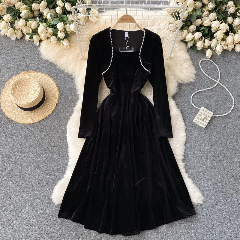 strapless open back dress Margarita Navy Blue Velvet Jacket Dress – Sandhya Garg main image 1