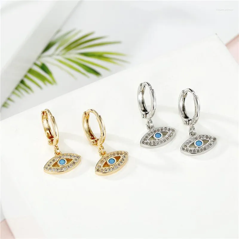 Hoopörhängen Dayoff European Turkiet Rhinestone Eye for Women Small Zircon Circle Earring Jewelry Par Friend Gift E765