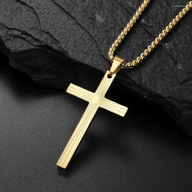 Pendant Necklaces Hip Hop Light Rays Cross Necklace For Women Men Titanium Steel Amulet Chokers Minimalist Unisex Jewelry