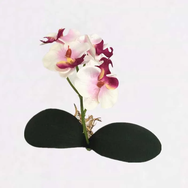 Artificial flowers silk flower fake butterfly orchid with leave Phalaenopsis flores for wedding home decoration (40)