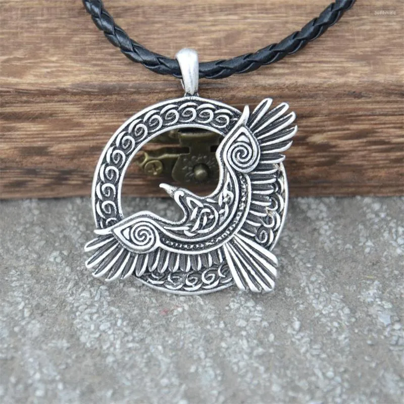 Hänge halsband nordiska odin Raven Huginn och Muninn irländska knutar amulet hedniska smycken vikingar tillbehör manlig halsband