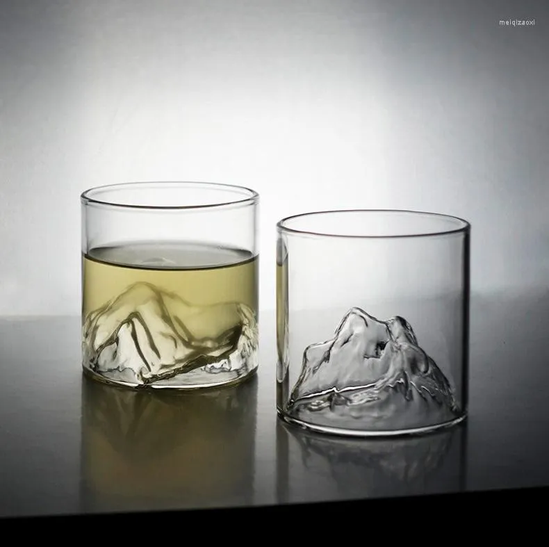 Copas de vino Fuji Mountain Glass Tea Cup Vintage Japonés Agua Resistente a altas temperaturas