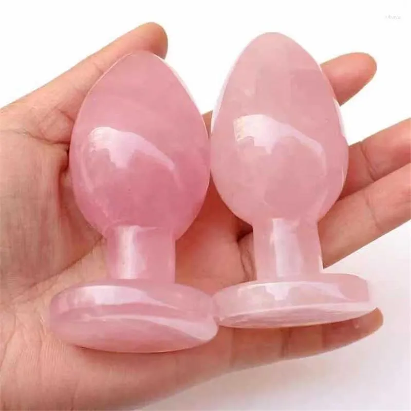 Figuritas decorativas MOKAGY talladas a mano piedra de cuarzo rosa Natural cristal Yoni mensaje varita punto 80MM 1 ud.