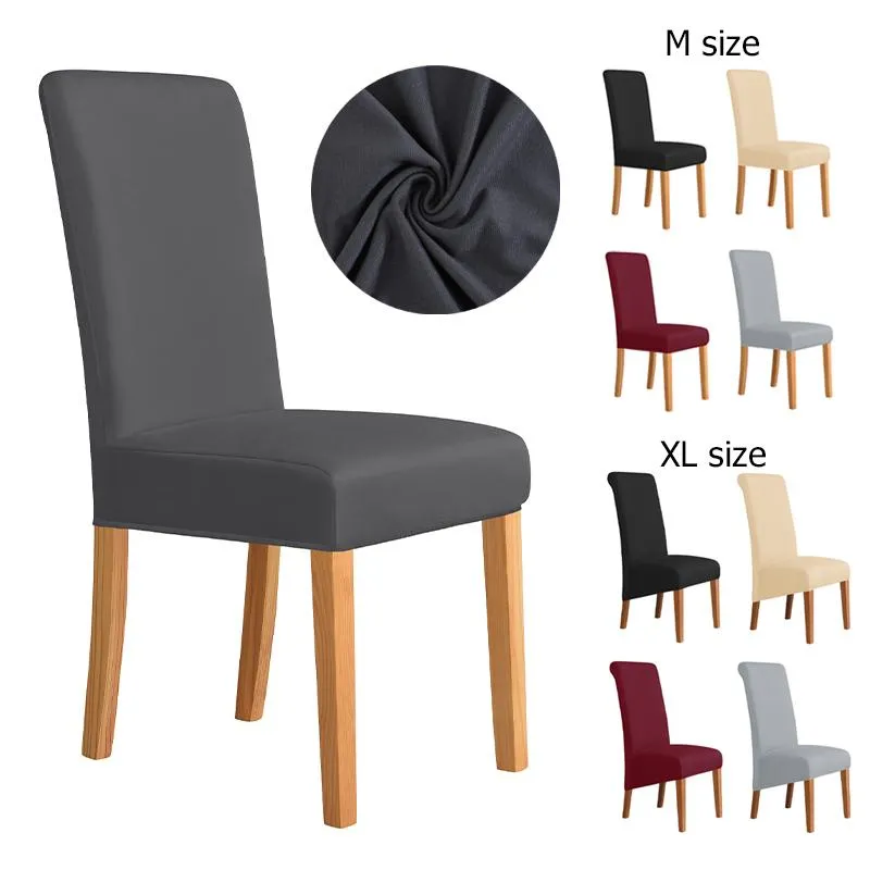 Chair Covers Universal Plain Fabric Cover M & XL Size High Elastic For Dining Room Home Decor Washable Spandex Seat CaseChair