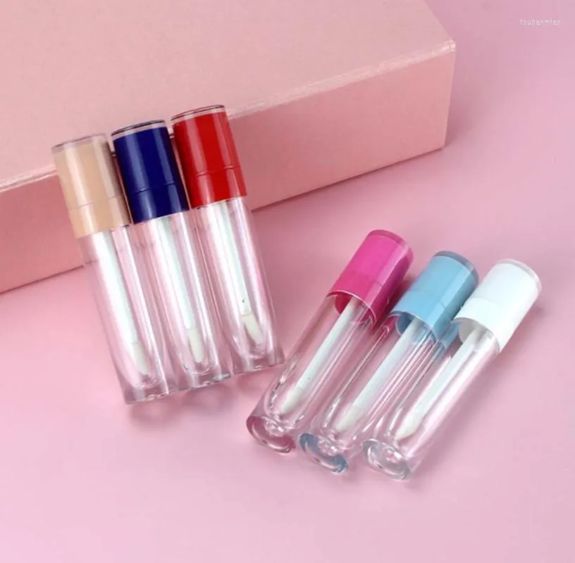 Botellas de almacenamiento 100pcs 6ML Botella de brillo de labios transparente redonda Claro DIY Vacío Plástico Maquillaje Rosa Blanco Caja de brillo de labios