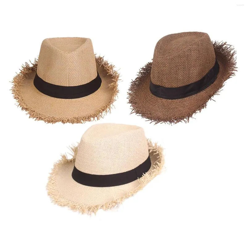 Berretti Cappello da cowboy occidentale Paglia Coppia Sombreros Vagueros Classico per la spiaggia estiva Po Puntelli Equitazione Viaggi