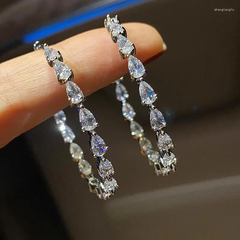Hoop Earrings 2023 Luxury Zircon Circle Round For Women Heart Crystal Party Jewelry Gifts Pendientes Mujer Moda