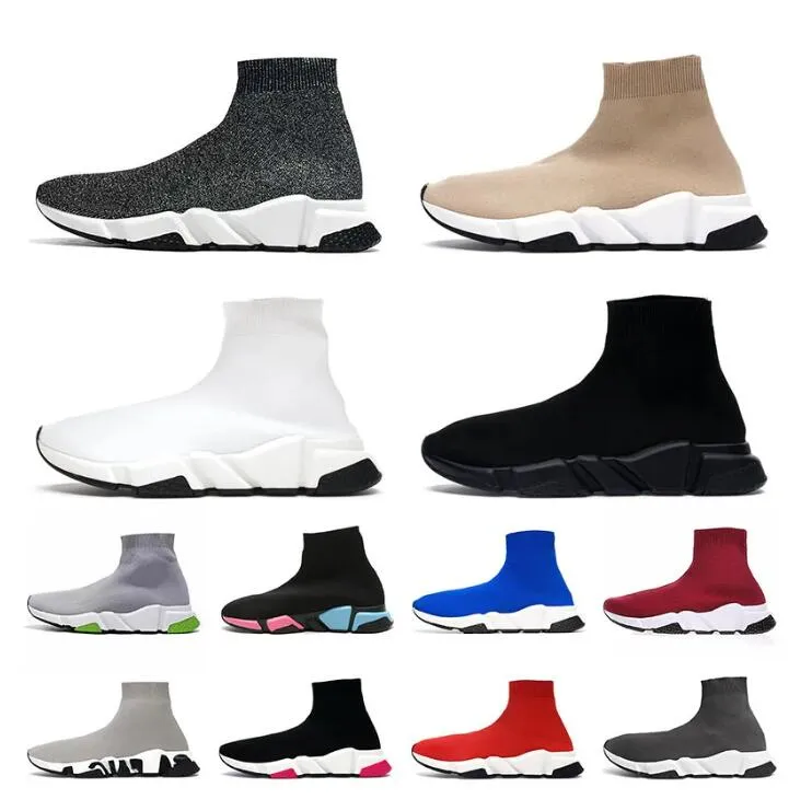 2023 Chaussettes chaussures de créateurs hommes chaussures de sport femmes chaussettes d'entraînement de vitesse vitesse de démarrage coureurs de chaussures baskets de coureur Tricot Femmes 1.0 Marche triple Noir Blanc Rouge Dentelle Sports