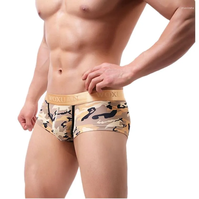 Underpants WOXUAN Fashion Camouflage Print Men Casual Big Penis Pouch Boxers Shorts Gay Male Underwear