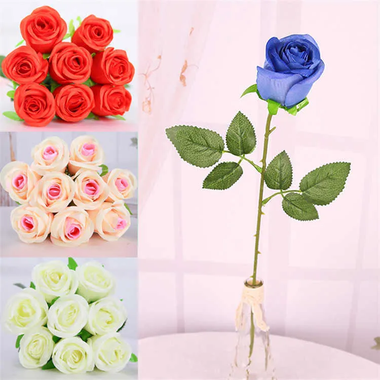 Dekorativa blommor kransar gula riktiga beröring rose konstgjorda sidenblommor blommor dekorativa blommor hem eller julfest dekoration bröllopsdekor t230217